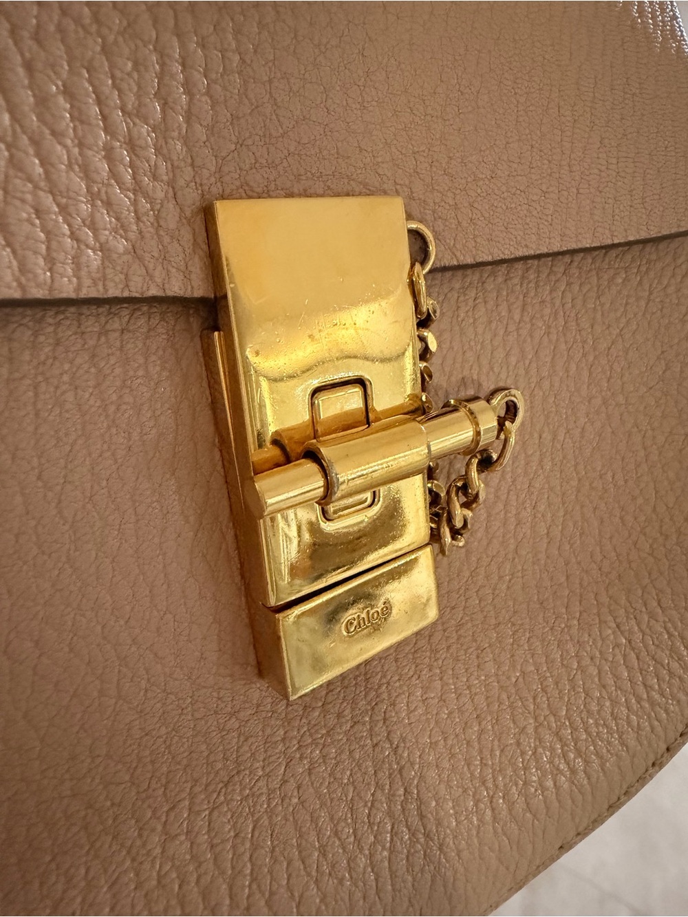 Chloe Small Drew Crossbody Bag in Nude Beige with Gold Hardware - Picture 7 of 7
